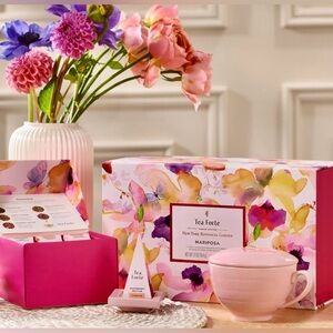 Tea Forte NIB Mariposa Herbal 10 pyramid Teas/Mug/bag Tray/mag close Gift box